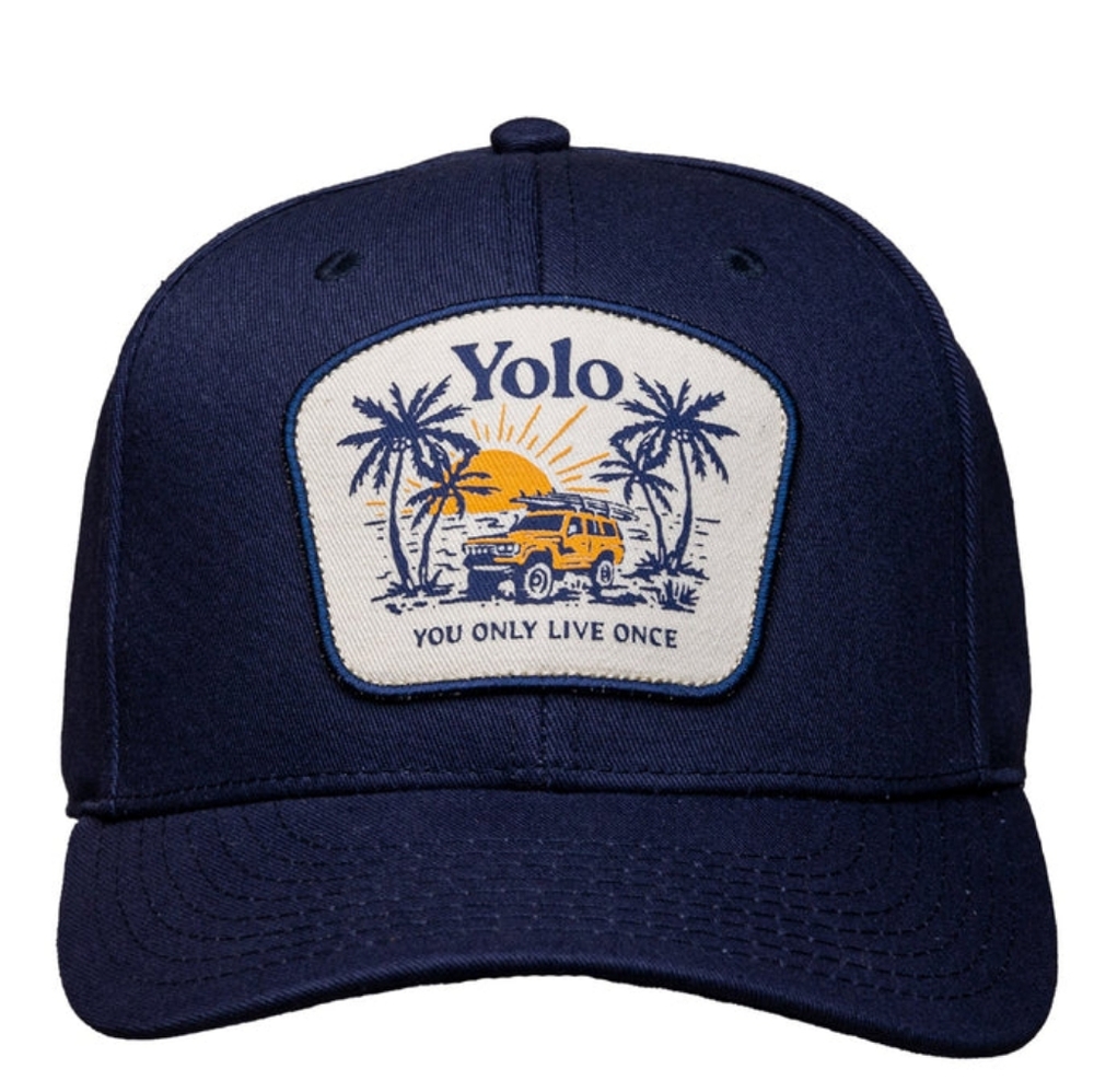 YOLO Twilight Blue Palms Twill Cotton Snapback Hat - OSFA - Excellent Condition